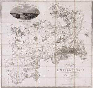 Kort over County of Middlesex, udgivet 1819 (print)